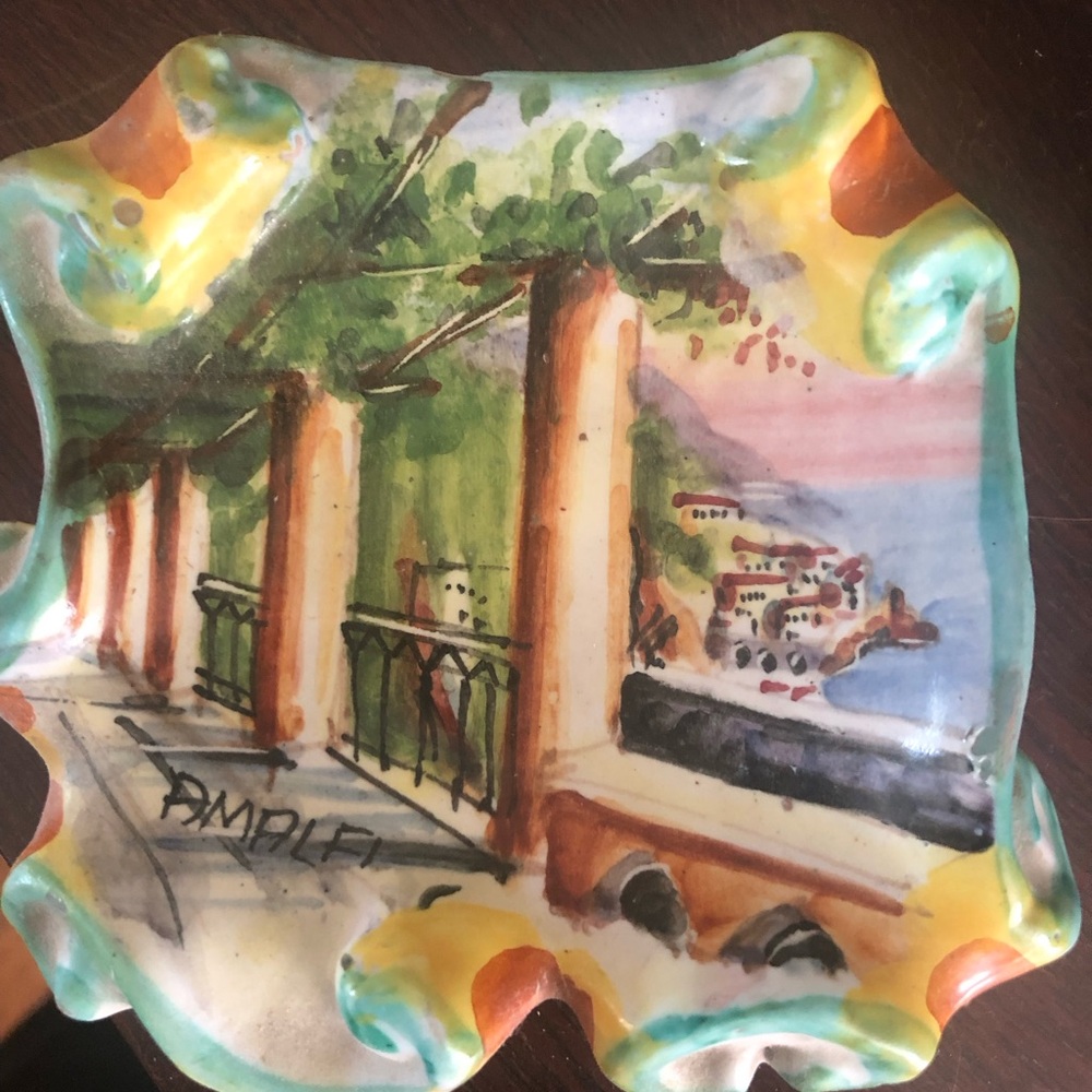 Hand-Painted Vintage Italian  Amalfi Coast Decorative Trinket Dish